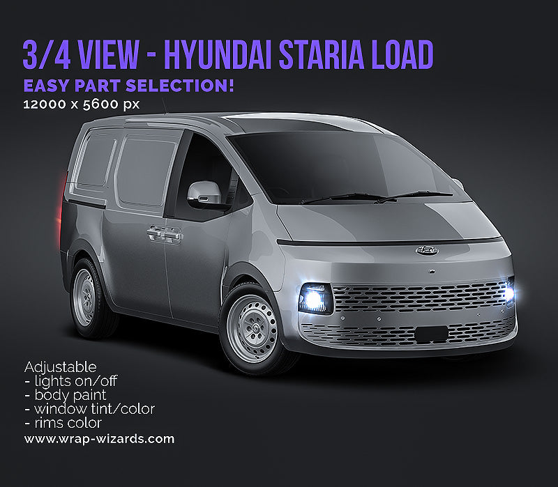 3/4 FRONT VIEW - Hyundai Staria Load - Van Mockup