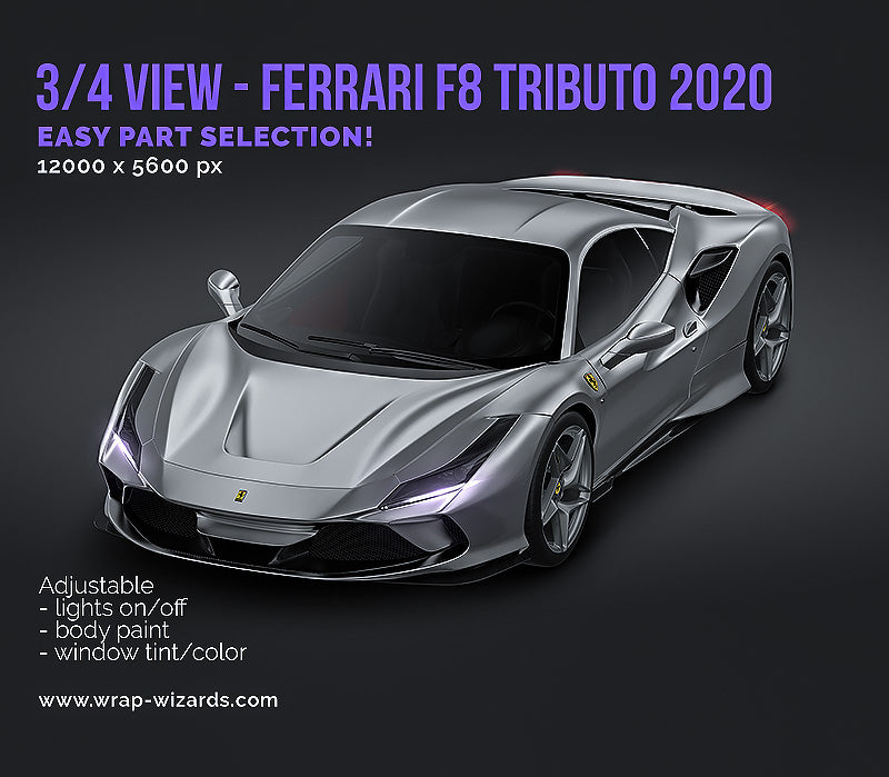 3/4 FRONT VIEW - Ferrari F8 Tributo 2020 - Car Mockup