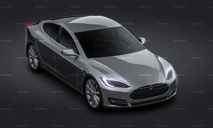 3/4 VIEW - Tesla Model S 2016 glossy finish - Car Mockup Template.psd
