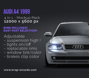Audi A4 1999 satin matt finish - all sides Car Mockup Template.psd