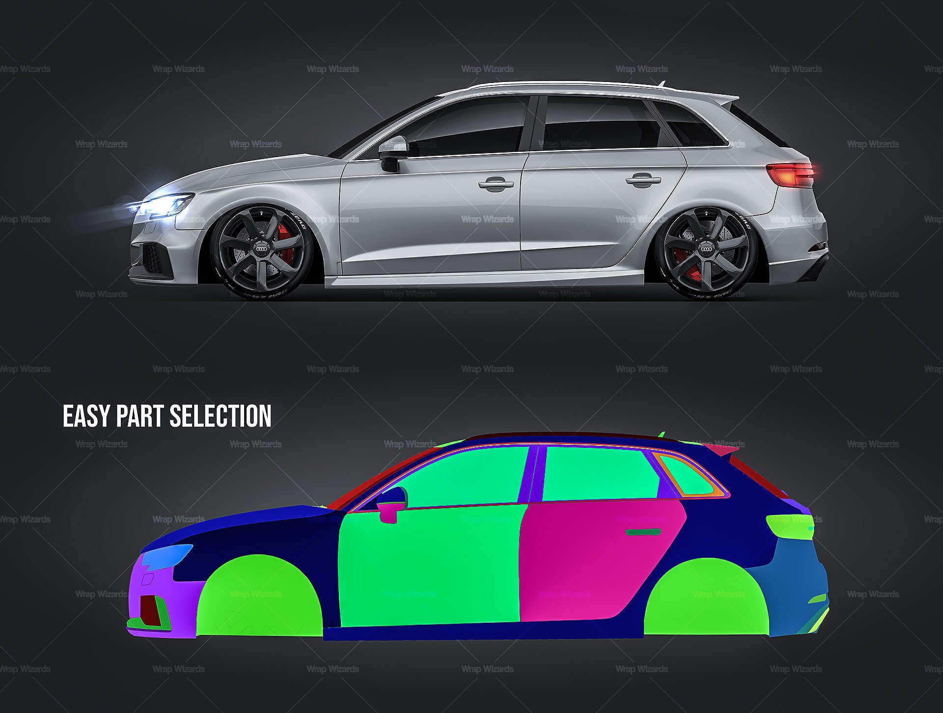 Audi RS3 Sportback 2018 glossy finish - all sides Car Mockup Template.psd