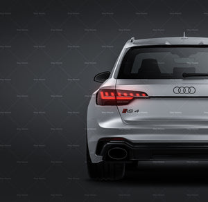 Audi RS4 Avant 2020 satin matt finish - all sides Car Mockup Template.psd
