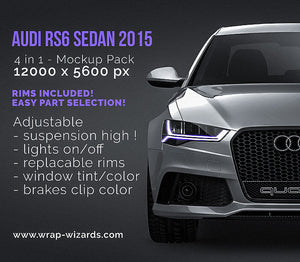 Audi RS6 Sedan 2015 glossy finish - all sides Car Mockup Template.psd
