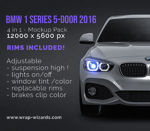 BMW 1 Series F20 5-door 2016 glossy finish - all sides Car Mockup Template.psd