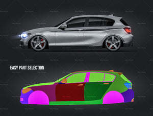BMW 1-Series F20 5-door 2011 glossy finish - all sides Car Mockup Template.psd