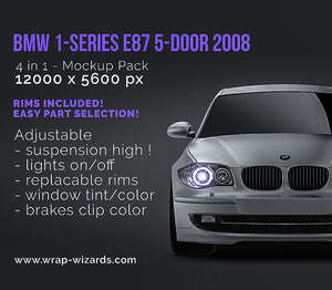 BMW 1-series E87 5door 2008 satin matt finish - all sides Car Mockup Template.psd