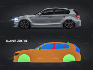 BMW 1-series E87 5door 2008 satin matt finish - all sides Car Mockup Template.psd