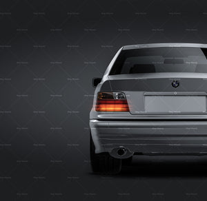 BMW 3-Series E36 Sedan satin matt finish - all sides Car Mockup Template.psd