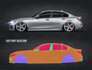 BMW 3-series G20 M-Package 2019 glossy finish - all sides Car Mockup Template.psd