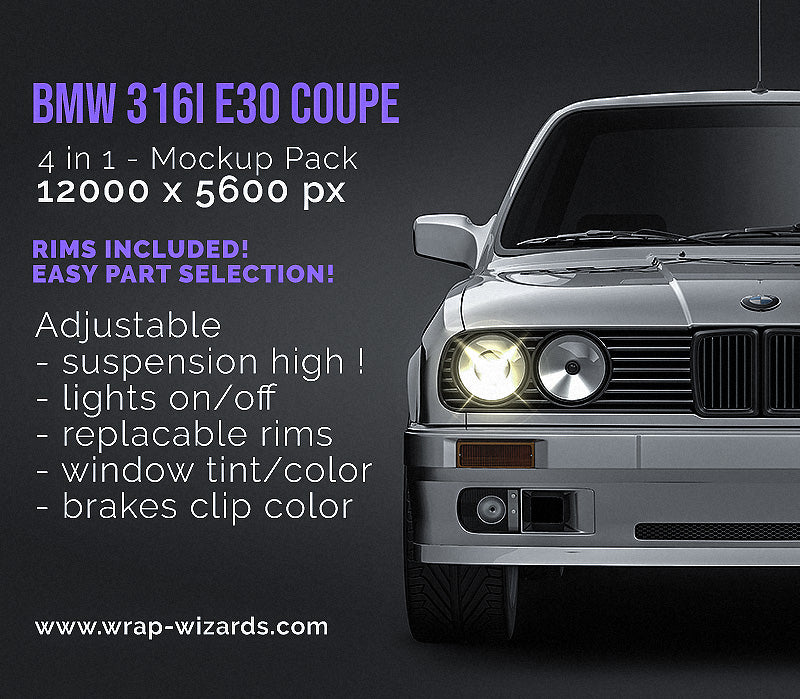 BMW 3-Series 316i E30 Coupe - Car Mockup