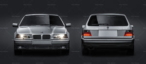 BMW 3-series E36 Touring 1990 glossy finish - all sides Car Mockup Template.psd