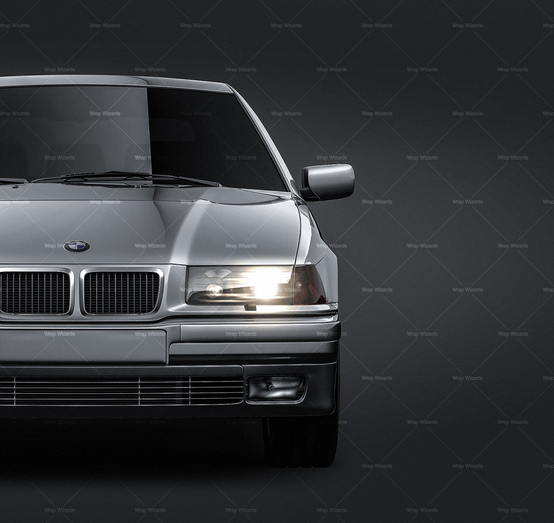 BMW 3-series E36 Touring 1990 glossy finish - all sides Car Mockup Template.psd