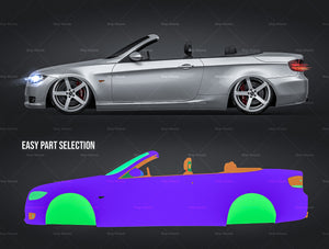 BMW 3 series 335i E93 Cabrio glossy finish - all sides car mockup template.psd