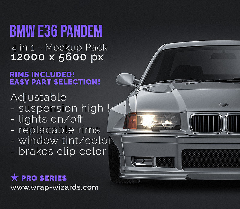 BMW 3-Series E36 Pandem Widebody - Car Mockup
