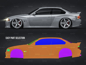 BMW E36 Pandem glossy finish - all sides Car Mockup Template.psd