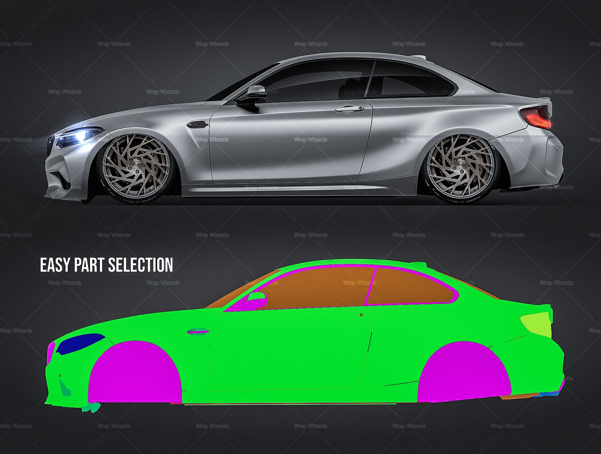 BMW M2 Competition 2019 glossy finish - all sides Mockup Template.psd