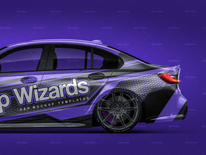 BMW M3 G80 Competition 2021 satin matt finish - all sides Car Mockup Template.psd