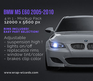BMW M5 E60 2005-2010 glossy finish - all sides Car Mockup Template.psd