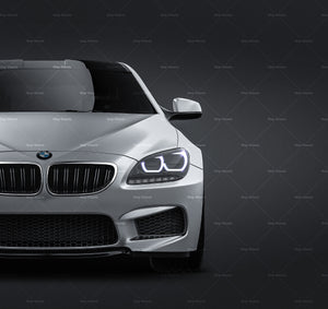 BMW M6 Gran Coupe 2014 satin matt finish - all sides car mockup template.psd