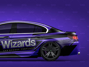 BMW M6 Gran Coupe 2014 satin matt finish - all sides car mockup template.psd