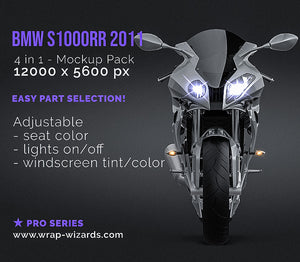 BMW S1000RR 2011 glossy finish - all sides Motorcycle Mockup Template.psd