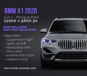 BMW X1 2020 glossy finish - all sides Car Mockup Template.psd