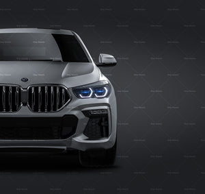 BMW X6 M Sport 2020 satin matt finish - all sides Car Mockup Template.psd