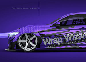 BMW 4 Series M coupe GT4 2017 glossy finish - all sides Car Mockup Template.psd