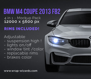 BMW F82 M4 Coupe glossy finish - all sides Mockup Template.psd