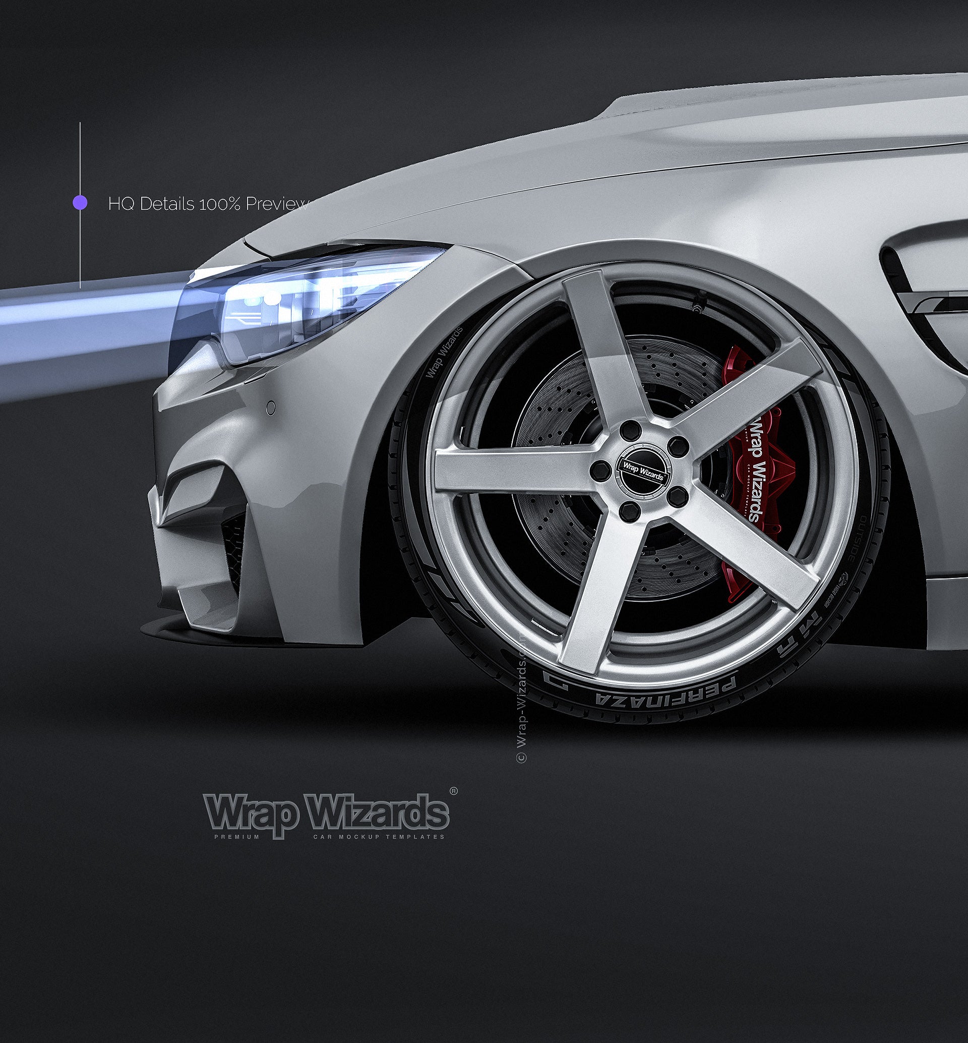 BMW F82 M4 Coupe glossy finish - all sides Mockup Template.psd