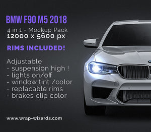 BMW M5 F90 2018 glossy finish - all sides Car Mockup Template.psd