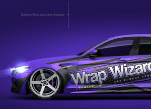 BMW M5 F90 2018 glossy finish - all sides Car Mockup Template.psd