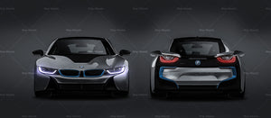 BMW i8 Coupe glossy finish - all sides Car Mockup Template.psd
