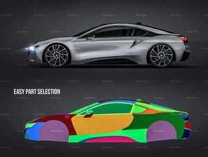 BMW i8 Coupe glossy finish - all sides Car Mockup Template.psd