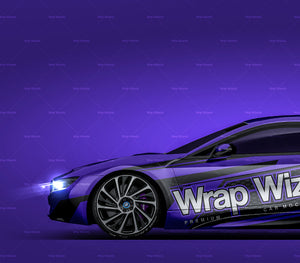 BMW i8 Coupe glossy finish - all sides Car Mockup Template.psd