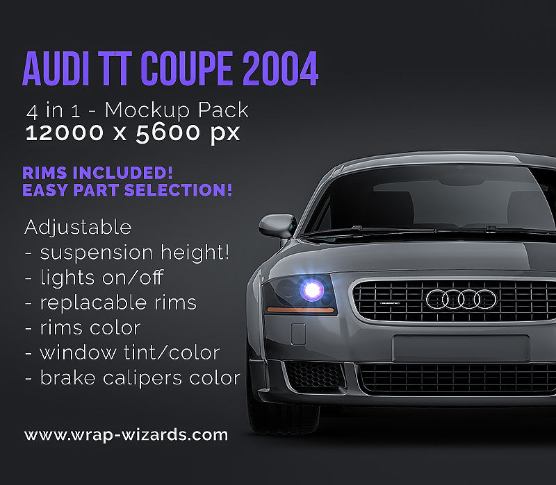 Audi TT Coupe 2004 glossy finish - all sides Car Mockup Template.psd