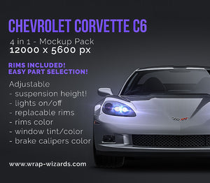 Chevrolet Corvette C6 glossy finish - all sides Car Mockup Template.psd