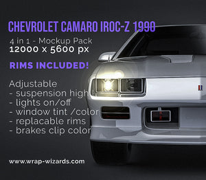 Chevrolet Camaro Iroc-Z 1990 glossy finish - all sides Car Mockup Template.psd