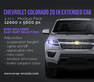 Chevrolet Colorado 2018 extended cab glossy finish - all sides Car Mockup Template.psd