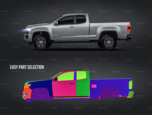 Chevrolet Colorado 2018 extended cab glossy finish - all sides Car Mockup Template.psd