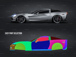 Chevrolet Corvette C6 glossy finish - all sides Car Mockup Template.psd
