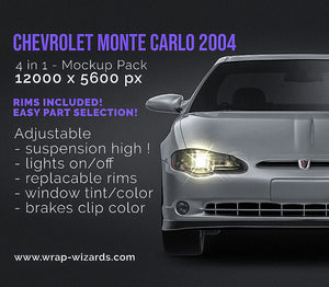Chevrolet Monte Carlo 2004 glossy finish - all sides Car Mockup Template.psd