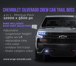 Chevrolet Silverado Crew Cab 1500 Trail Boss glossy finish - all sides Car Mockup Template.psd