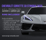 Chevrolet Corvette C8 Stingray 2020 glossy finish - all sides Car Mockup Template.psd