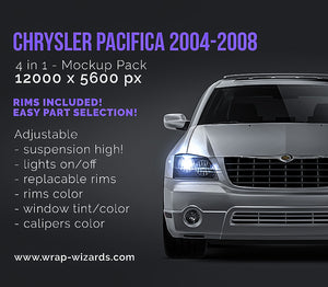 Chrysler Pacifica 2004-2008 satin matt finish - all sides Car Mockup Template.psd