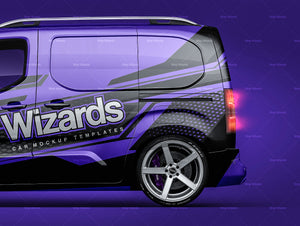 Citroen Berlingo Van 2019 glossy finish - all sides Car Mockup Template.psd