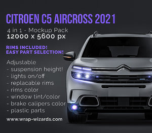 Citroen C5 Aircross 2021 satin matt finish - all sides Car Mockup Template.psd