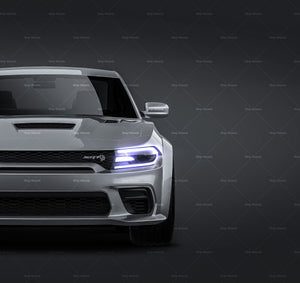 Dodge Charger Hellcat SRT Widebody 2021 glossy finish - all sides Car Mockup Template.psd