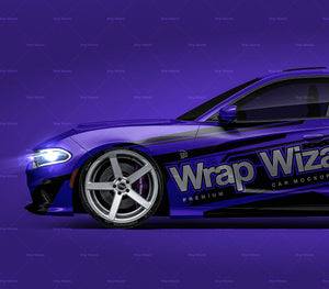 Dodge Charger SRT Hellcat 2019 glossy finish - all sides Car Mockup Template.psd