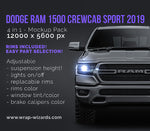 Dodge RAM 1500 CrewCab Sport 2019 glossy finish - all sides Car Mockup Template.psd